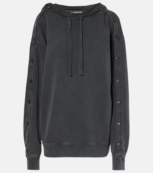 Snap oversized cotton jersey hoodie