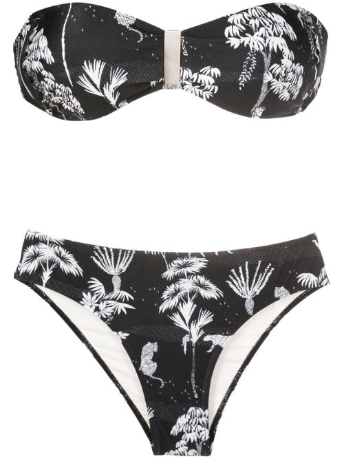 Ester graphic-print strapless bikini - Black