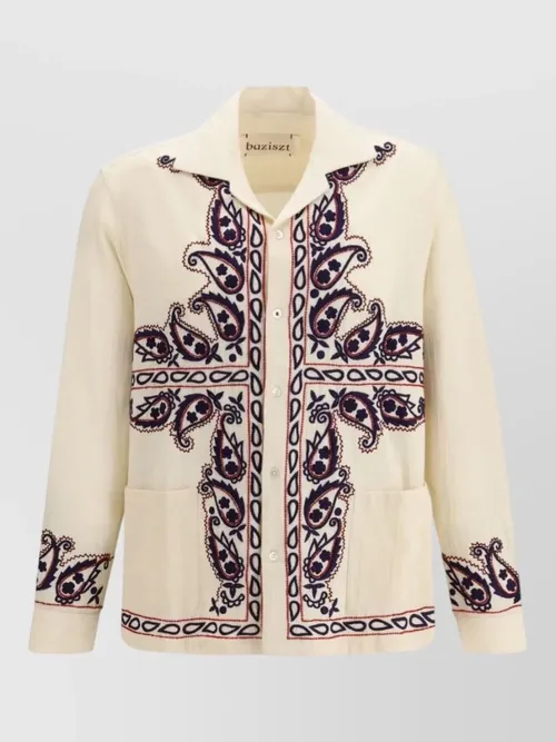 Baziszt - shirt embroidered design front pocket long sleeve