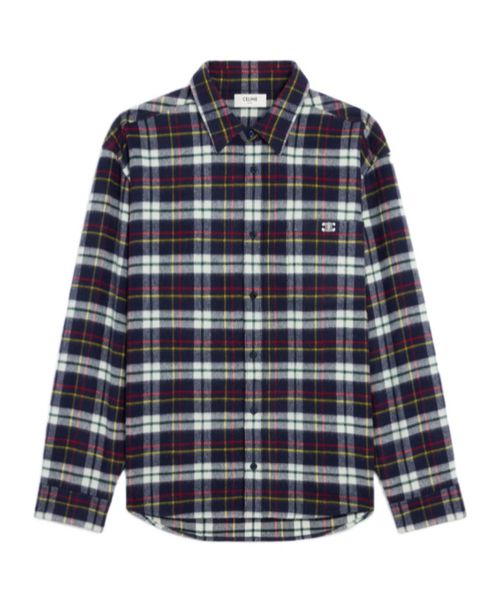Celine | relaxed shirt IN BRUSHED CHECKED WOOL | Realry
