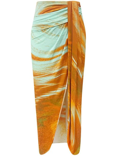 Gwena marble high-waisted skirt - Orange