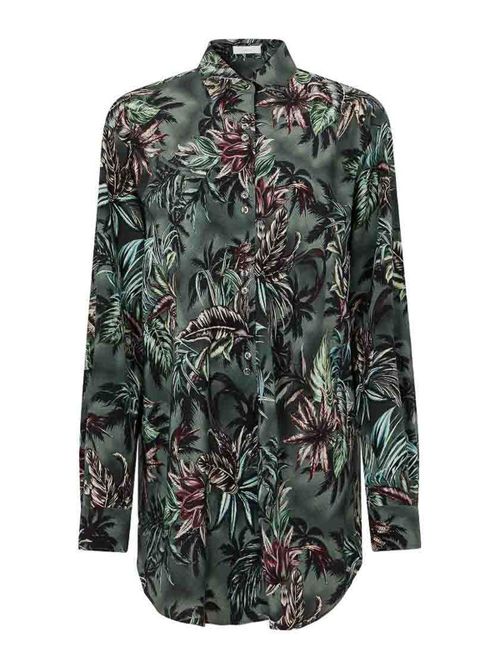 Oversized Forest Green Silk Shirt