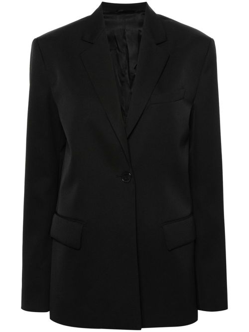 Single-breasted wool blazer - Black