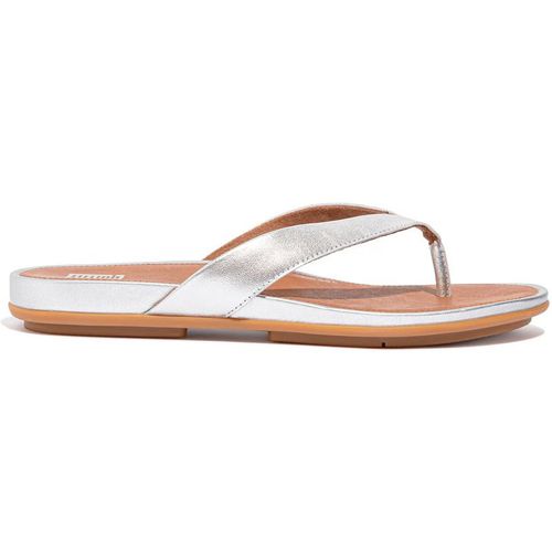 FitFlop Gracie Leather Women's Toe Post Sandals - Silver