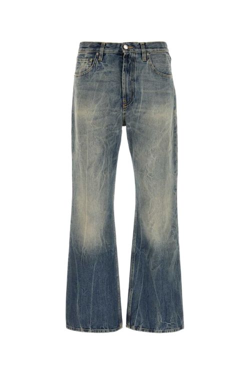 Wide-Leg Cotton Denim Jeans — Blue