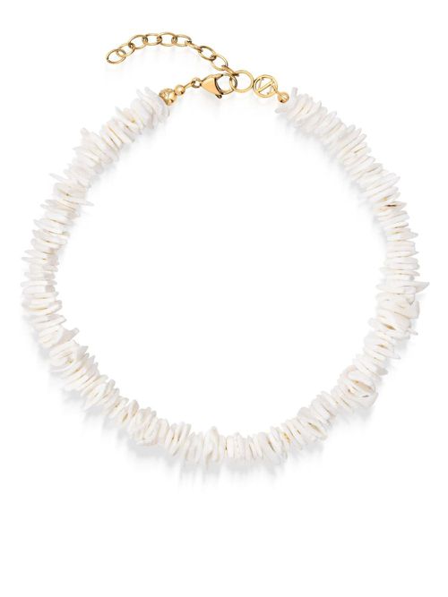 Flat beads necklace - White