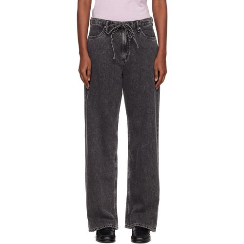 Black Phoebe Wide-Leg Drawstring Jeans