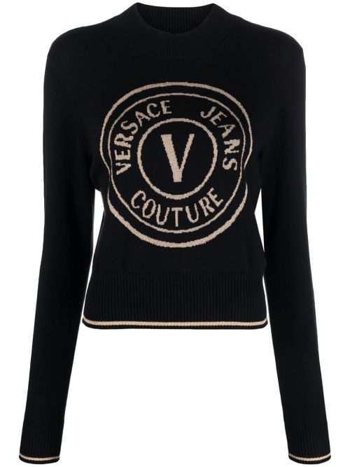 Logo-intarsia cotton jumper - Black