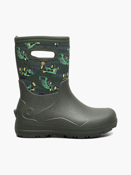 Bogs Boots York Seamless Tractors Kids' Rain Boots Dark Green Multi 6 Big Kid