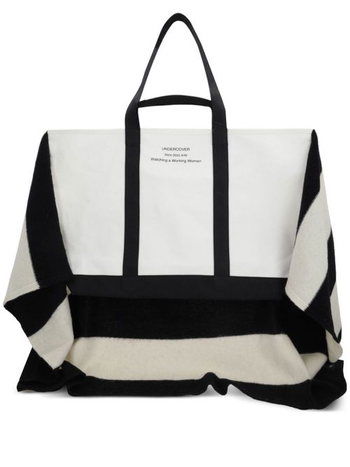 Striped tote bag - White