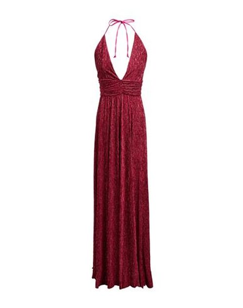 Woman Maxi dress Burgundy Size L Polyester, Elastane