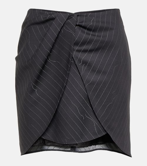 Off-White Pinstripe asymmetric wool blend miniskirt