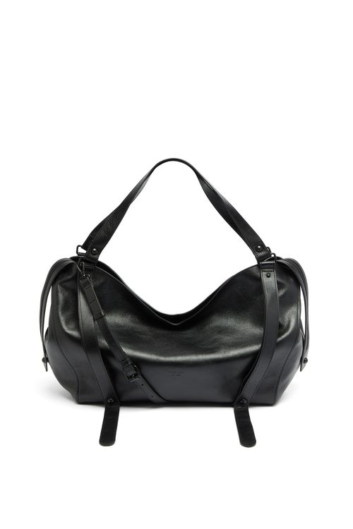 D-One-Large top-handle bag in leather - Handbags - Unisex - Black