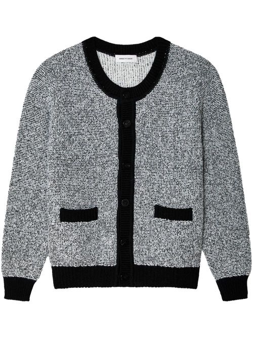 Contrast-trim bouclé cardigan - Silver
