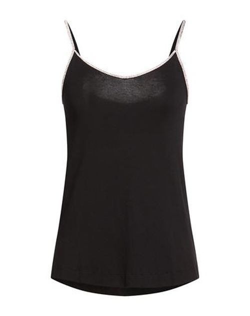 Woman Top Black Size 1 Viscose, Elastane, Swarovski Crystal
