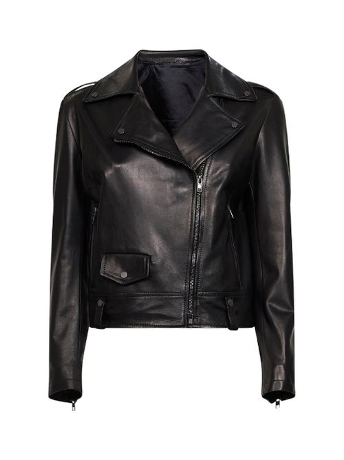 Leather Biker Jacket — Black