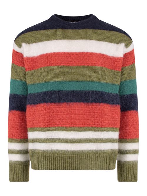 Wool blend sweater with striped motif