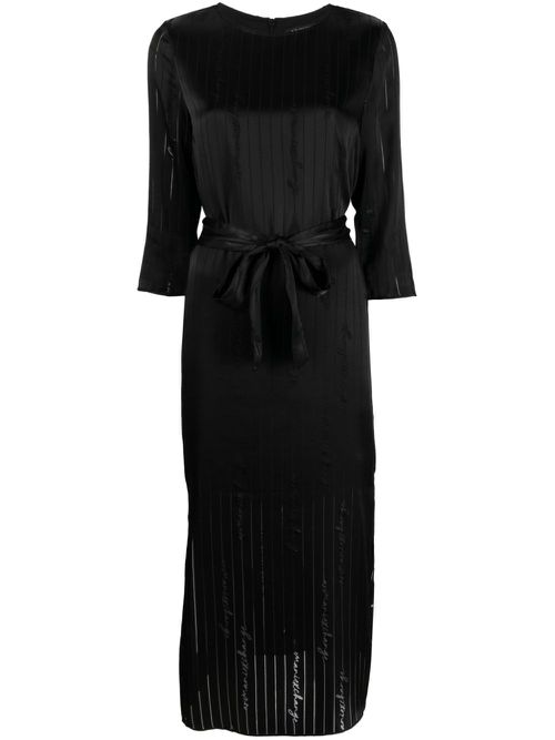 Logo-embroidered satin midi dress - Black