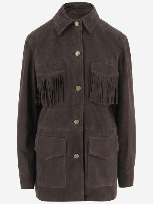 Fringed Suede Jacket — Brown