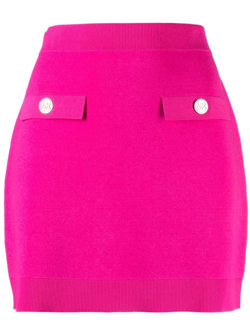 Logo-embossed buttoned miniskirt - Pink