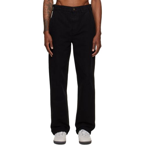 Black Cotton Canvas Straight Leg Trousers