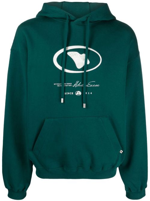 Logo-print cotton hoodie - Green