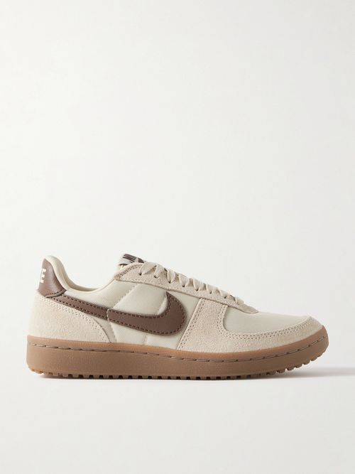 Field General Leather-trimmed Suede And Canvas Sneakers - Neutrals