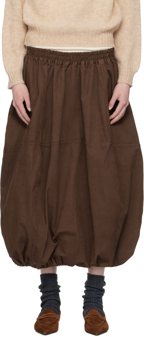 Brown Parachute Maxi Skirt
