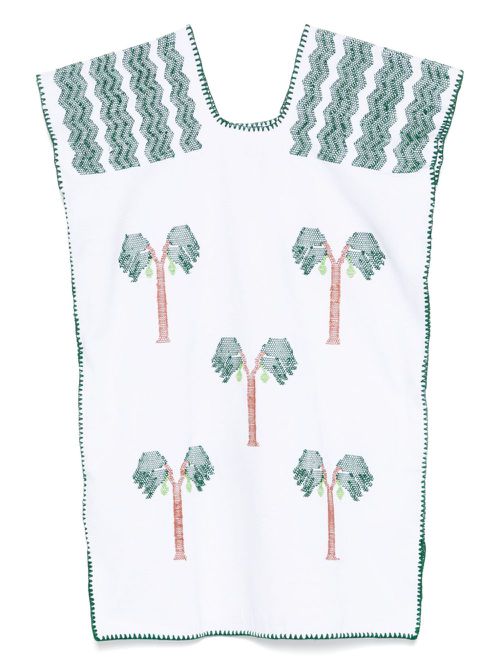 Palm-motif mini dress - White