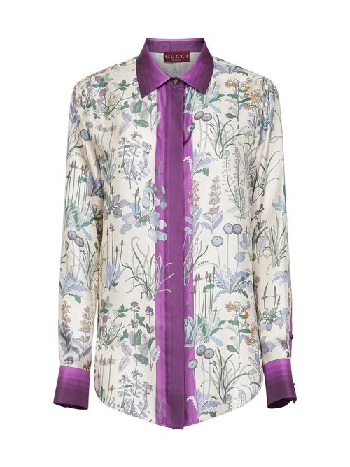 Floral Printed Silk Shirt — Ivory