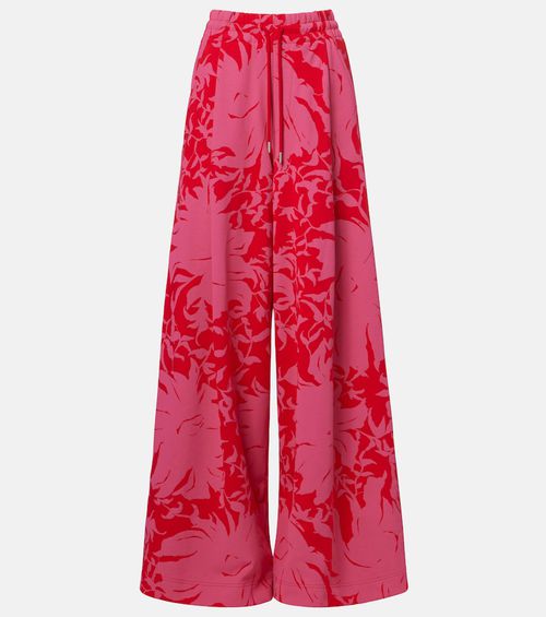 Floral pleated cotton jersey sweatpants