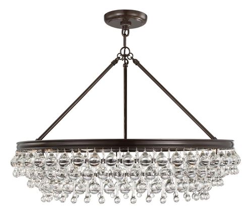 Calypso 20" Chandelier in Vibrant Bronze with Clear Glass Drops Crysta