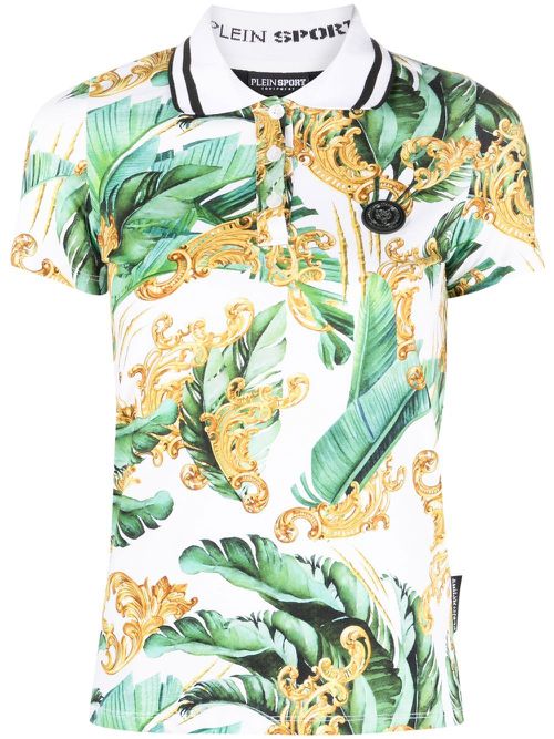 Floral-print polo shirt - Green