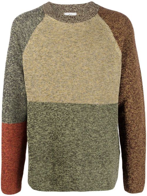 Colour-block ribbed-knit jumper - Gold