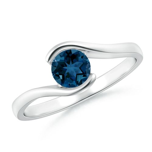 Angara 0.6 Carat Semi Bezel-Set Solitaire Round London Blue Topaz Bypass Ring in Platinum