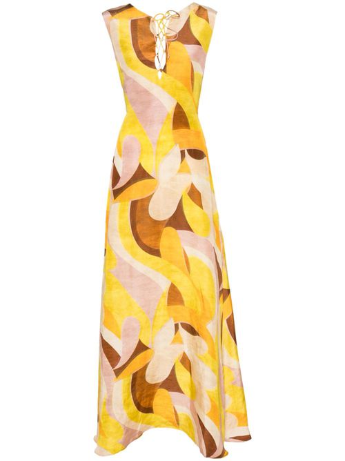Daisy abstract-pattern dress - Yellow