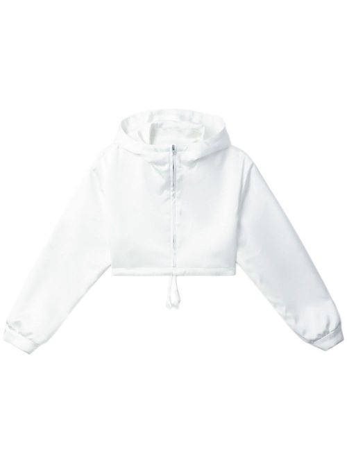 Zip-up cropped hoodie - White