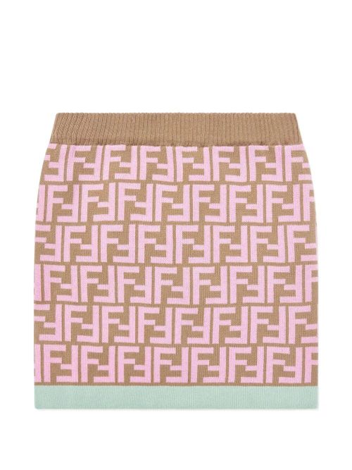 Ff-Motif Double Cotton Miniskirt