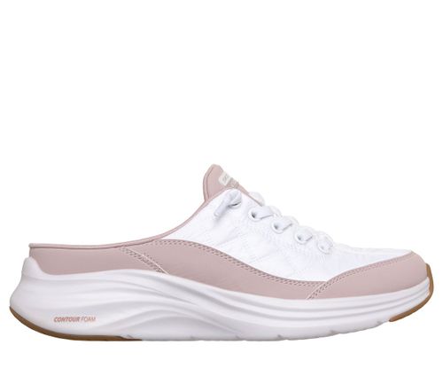 Skechers Women's Contour Foam - Cosy Fit Sweet Embrace Shoes in White/Light Blue, 8, Vegan, Machine Washable