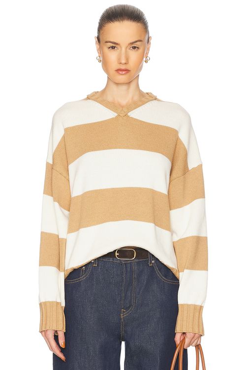 Solid & Striped The Reva Pullover Sweater in Camel Stripe - Taupe.  XS also in L