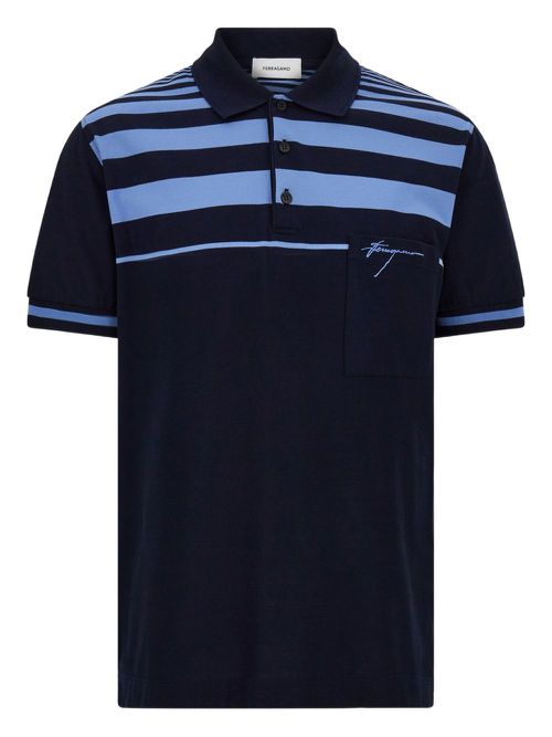 Striped polo shirt - Blue