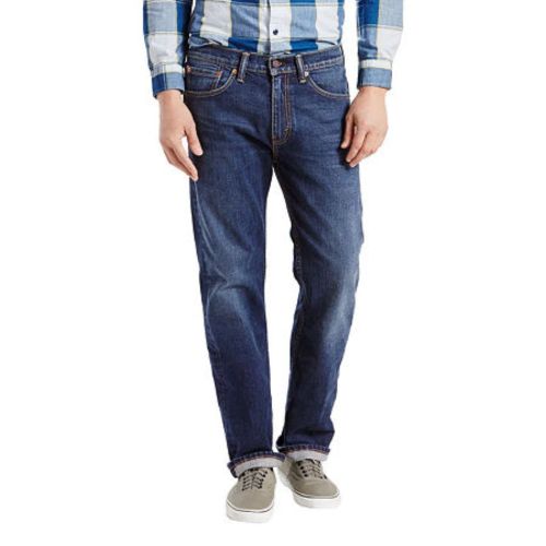 Men's 505 Jeans Blue Dark Wash Stretch Regular Fit Straight GBO2161
