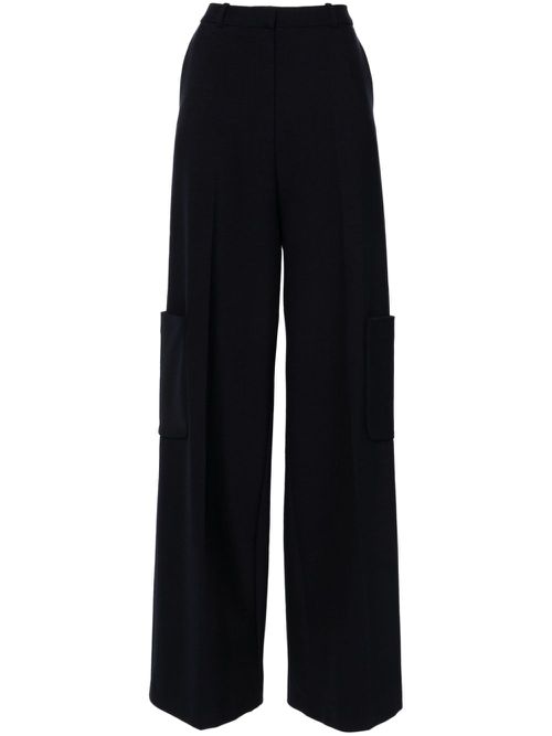 Cargo-pockets wide-leg trousers - Blue