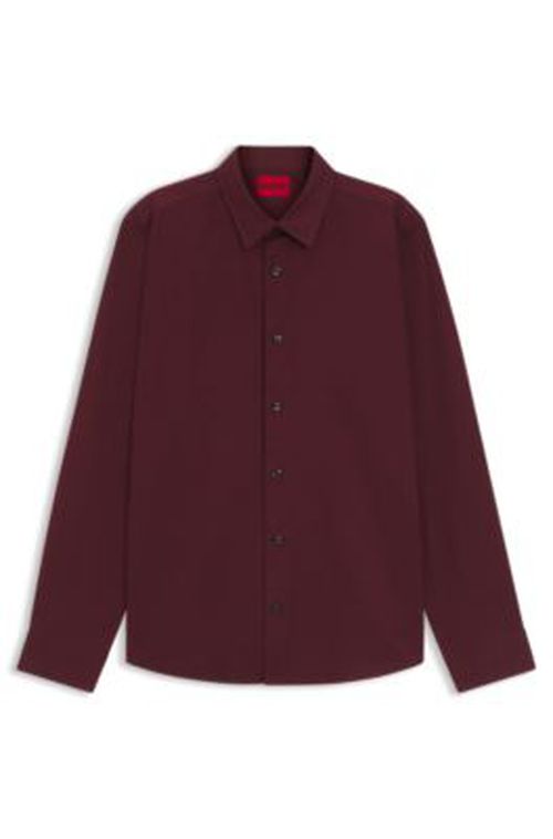 HUGO Relaxed-fit shirt in brushed cotton flannel - Dark Red Men's Casual Shirt