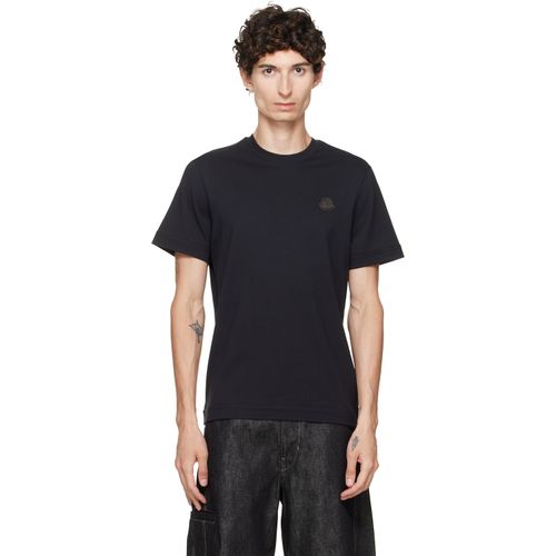 Navy Double Leather Logo T-shirt