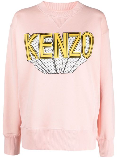 Logo-print cotton sweatshirt - Pink