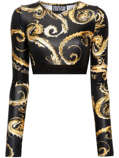 Chromo Couture-print cropped top - Black