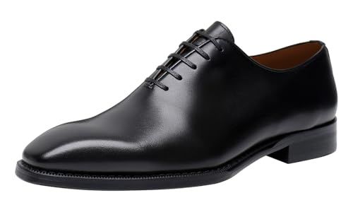 Santimon Mens Dress Shoes Formal Oxfords Genunie Leather Modern Whole Cut Oxford Fashion Business Casual Derby Prom Wedding Suit Shoes Tuxedo Shoes for Men Black