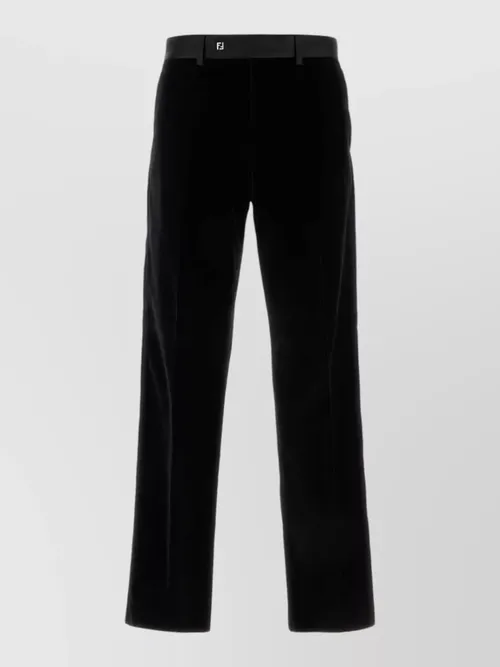 Fendi - straight leg velvet trousers belt loops pocket