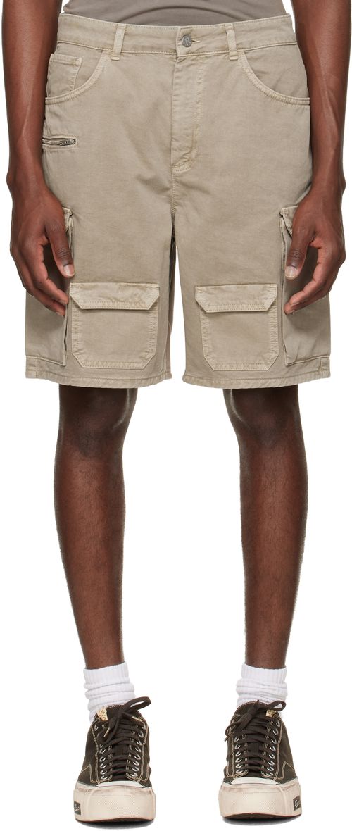 Beige Loaded Cargo Shorts